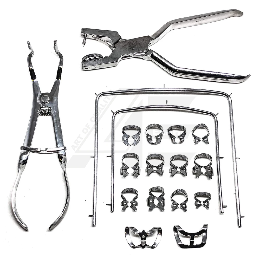 
Hot Sell Kit Brinker Clamps Tissue Retractors Set of 10 Dental Rubber Dam Kit Ivory Dam Frame S Steel CE 2020 