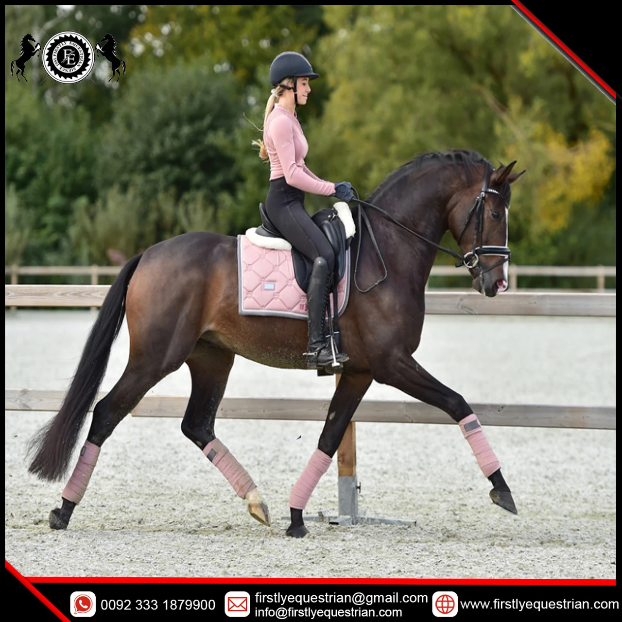 DRESSAGE SADDLE PAD WITH PINK PEARL