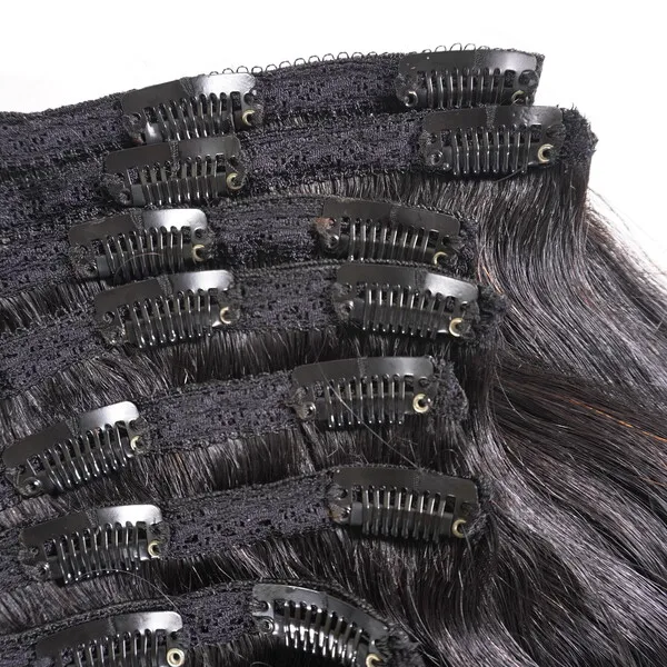 Лучшее качество! Накладные человеческие волосы естественного цвета из вьетнамских волос с зажимом