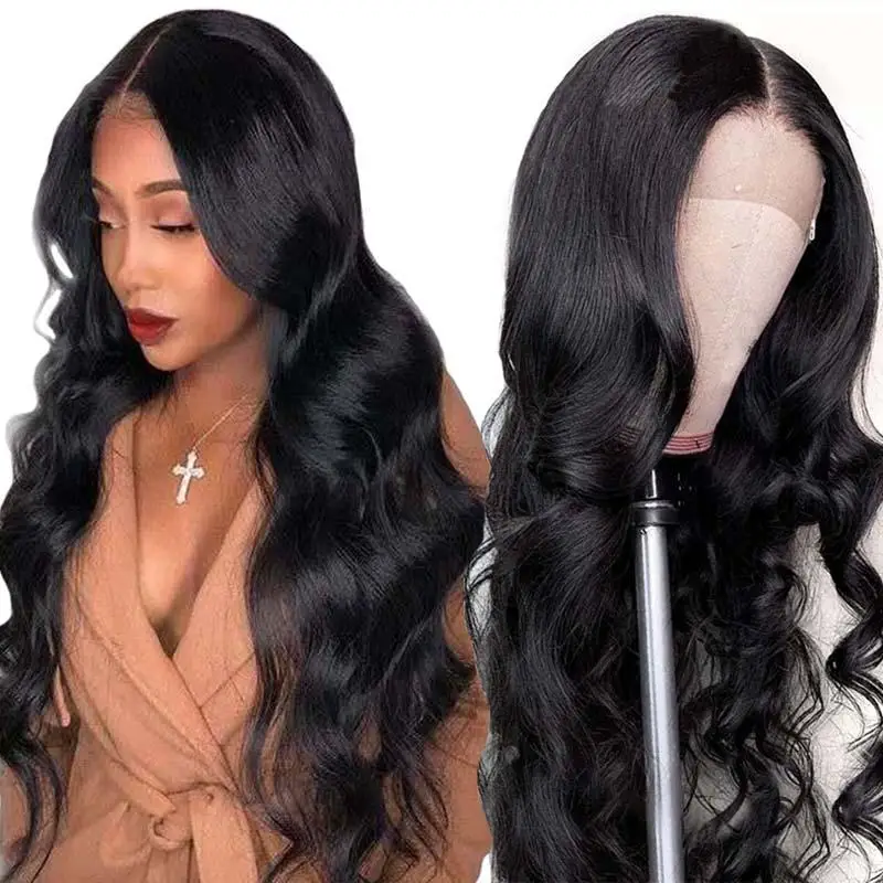 Long Human Hair Body Wave Closure Brazilian Virgin HD Lace Frontal Wig Black Women 16 18 20 22 24 26 28 30 32 34 36 38 40 Inch