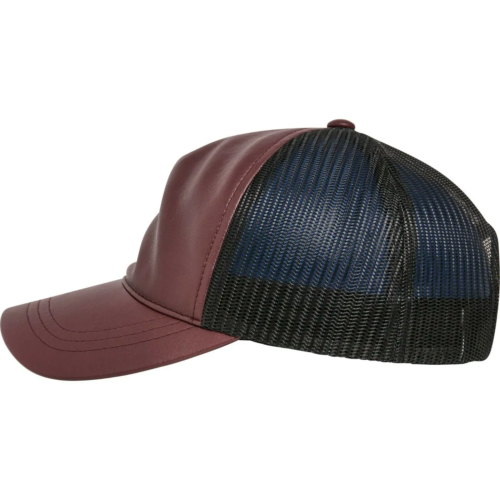 100% Sheepskin Unisex Leather Trucker Cap With Mesh Plain Baseball Black Golf Era Peak Hat Adjustable Strap