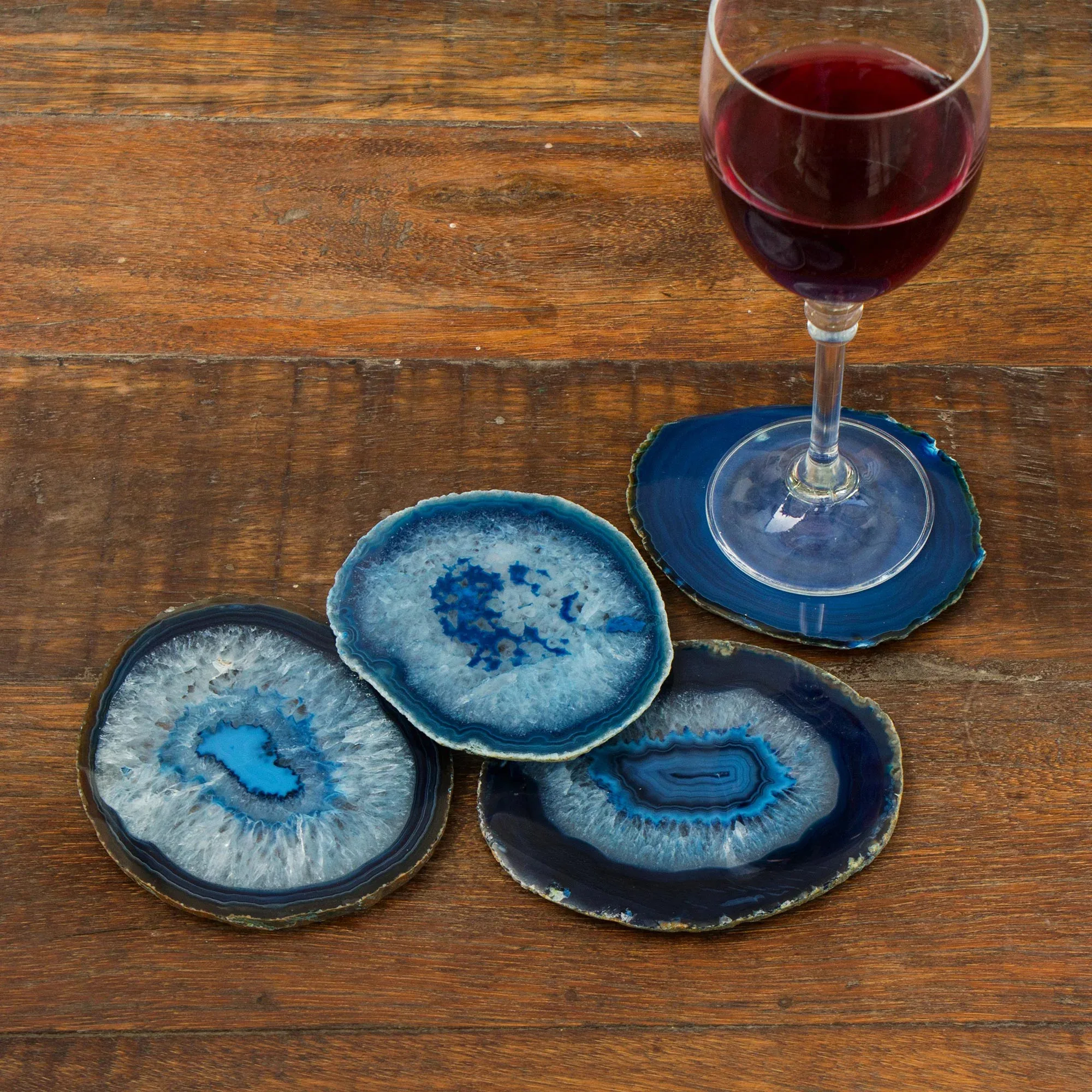 Freckles Agate Coaster set stoneware Natural Agate Wholesale Gemstone Art Kitchen Ware White Blue Agate Slice Coaster Cup Mat Wi