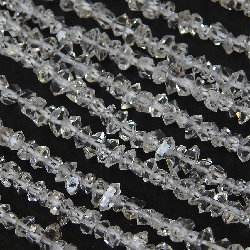 Herkimer Diamond Faceted Rough,Anklet,Nuggets,Chips,Uncut,Healing Crystal,15Inch 4X2MM Approx,Wholesaler,Supplies,100%Natural
