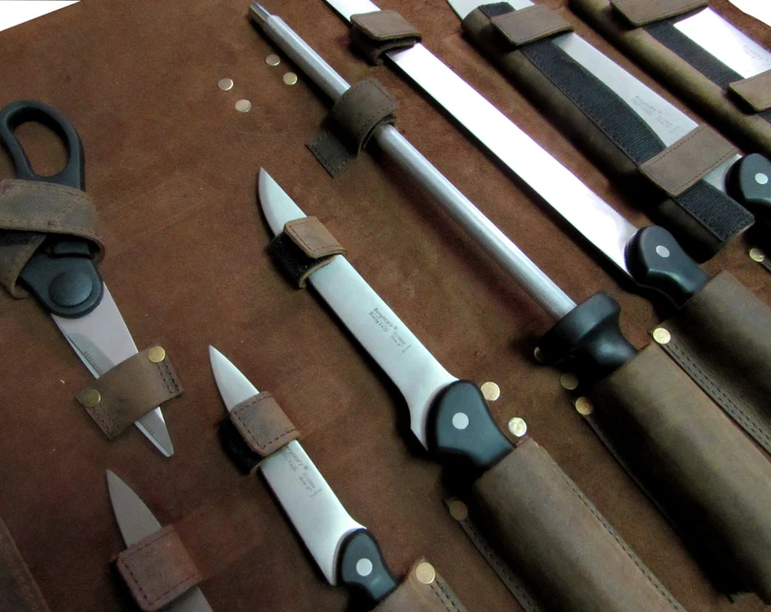 Профессиональный кожаный кухонный нож ручной работы рулон сумок шеф-повара средний коричневый ширина 3 дюйма высота 5 дюймов удерживает длину 18 CE