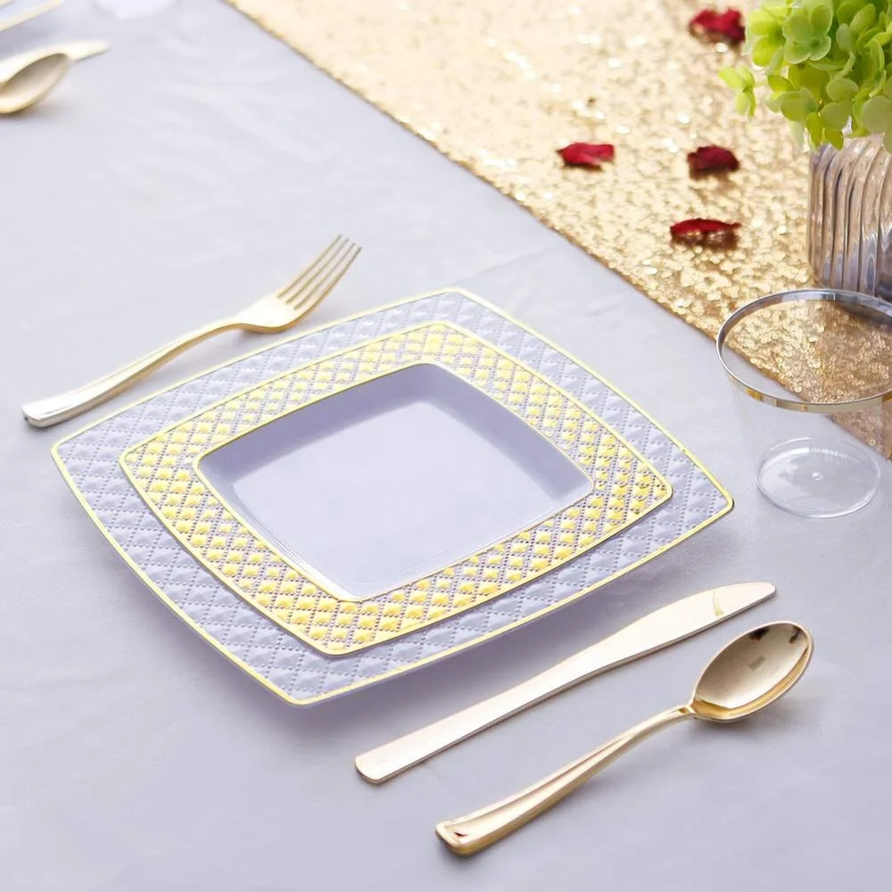 150pcs Best Price Formal Faience Disposable Plastic Dinnerware sets