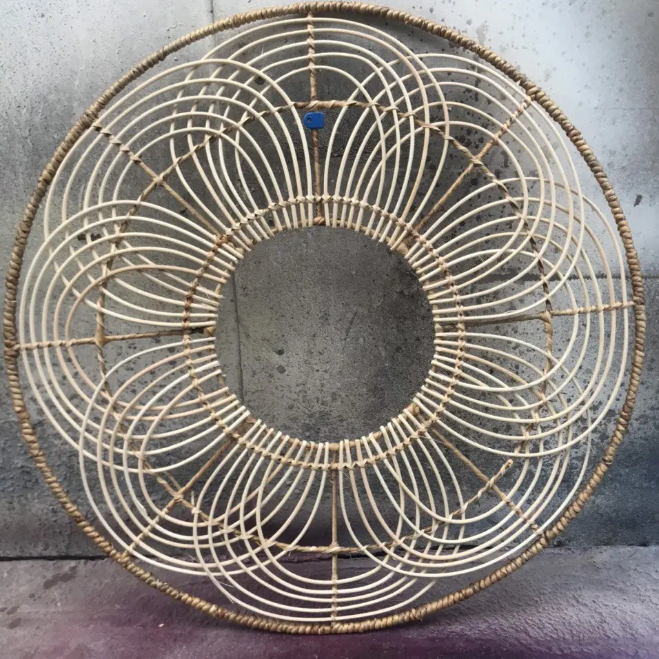 Большое круглое зеркало с плетеной рамкой из ротанга оптовая продажа сделано во