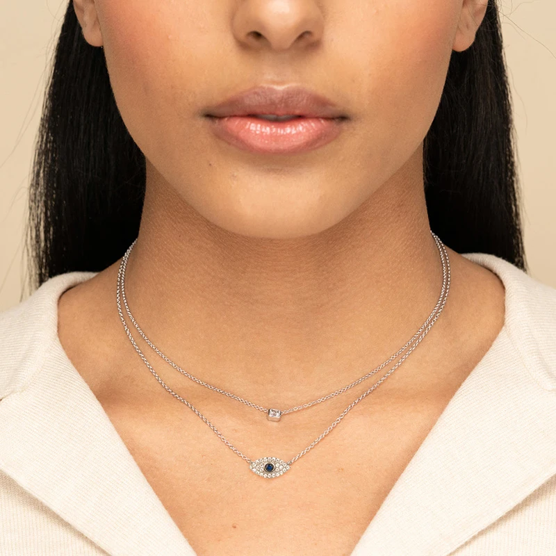 CANNER Wholesale Fashion Charm 925 Sterling Silver Jewelry 18K Gold Eye Zircon Pendant Necklace