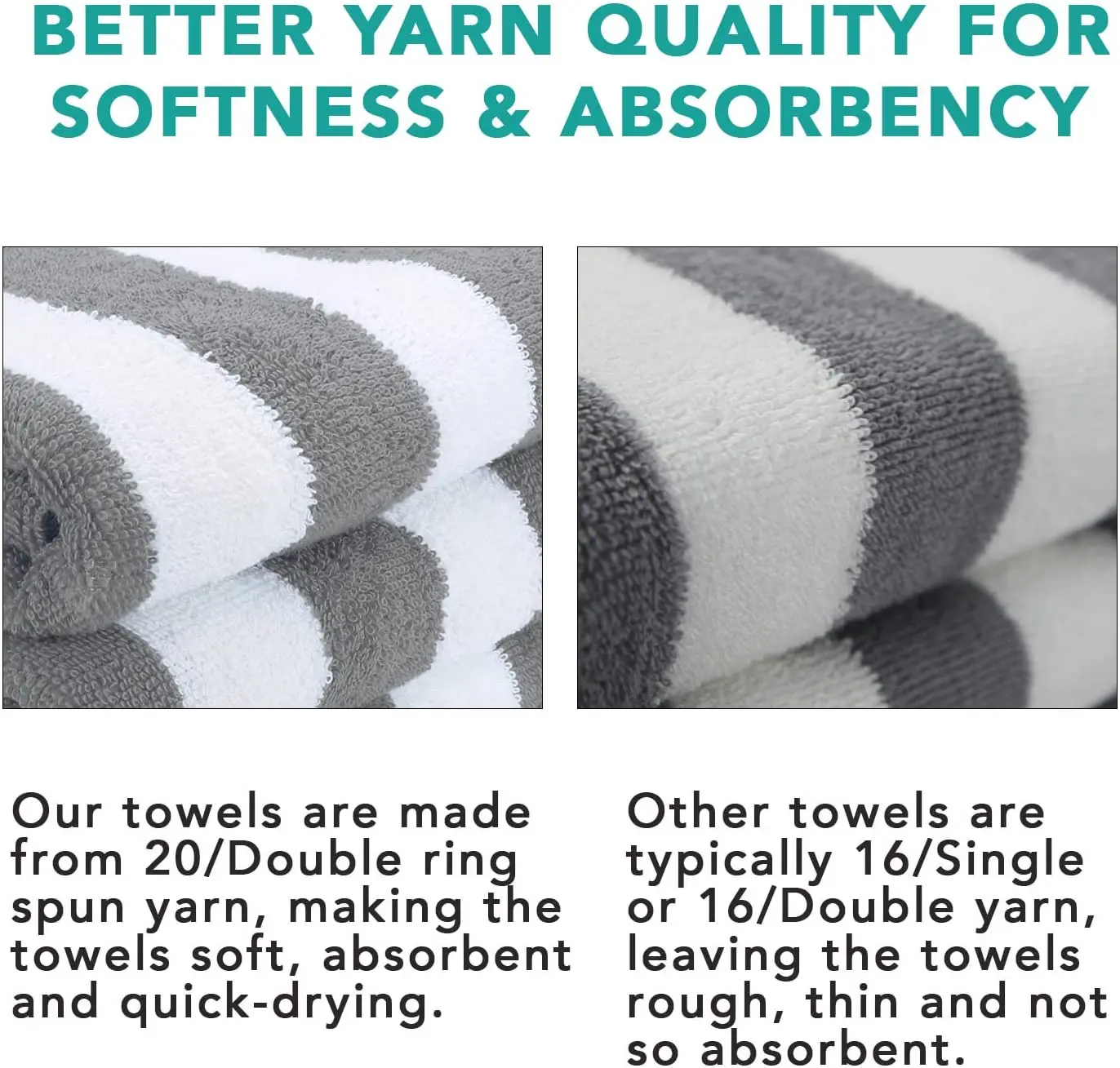 Oversized Black Cabana Stripe Beach Towel Highly Absorbent Soft Cotton Pool Towel for Kids Light Weight Plush Design