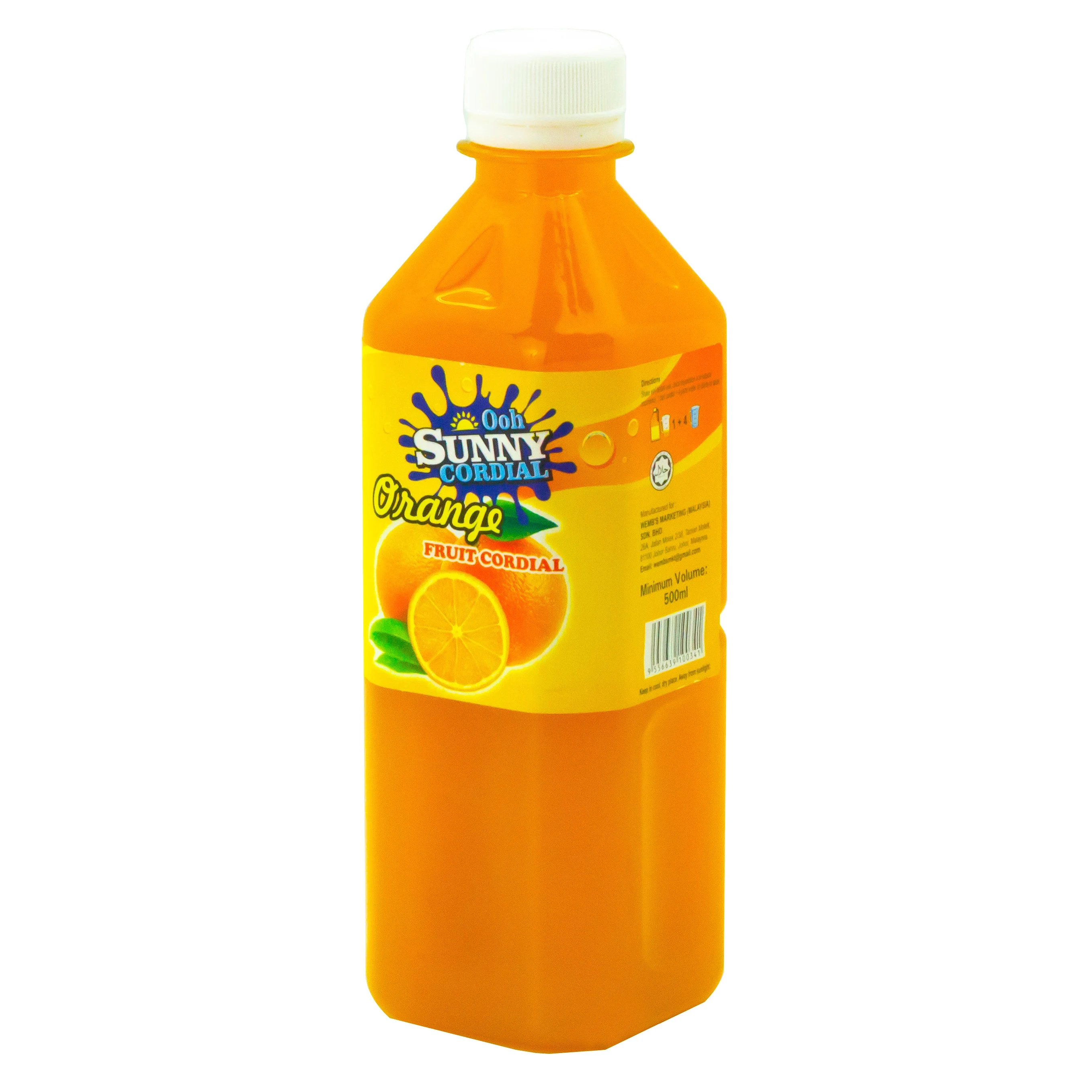 Bulk sale Orange flavour concentrate cordial with real fruit content 500ml bottle type Orange juice