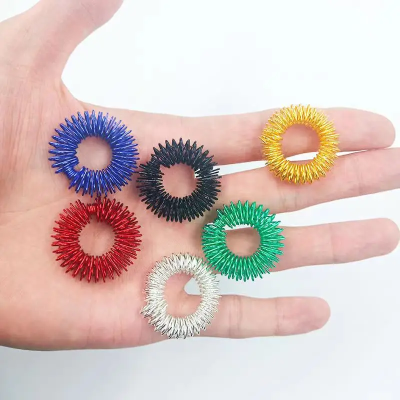 Sensory Spring Massage Finger Ring Metal Spiky Fidget Spiky Rings For Anxiety Stress Relief Adult Fingers Stress Relief Toys
