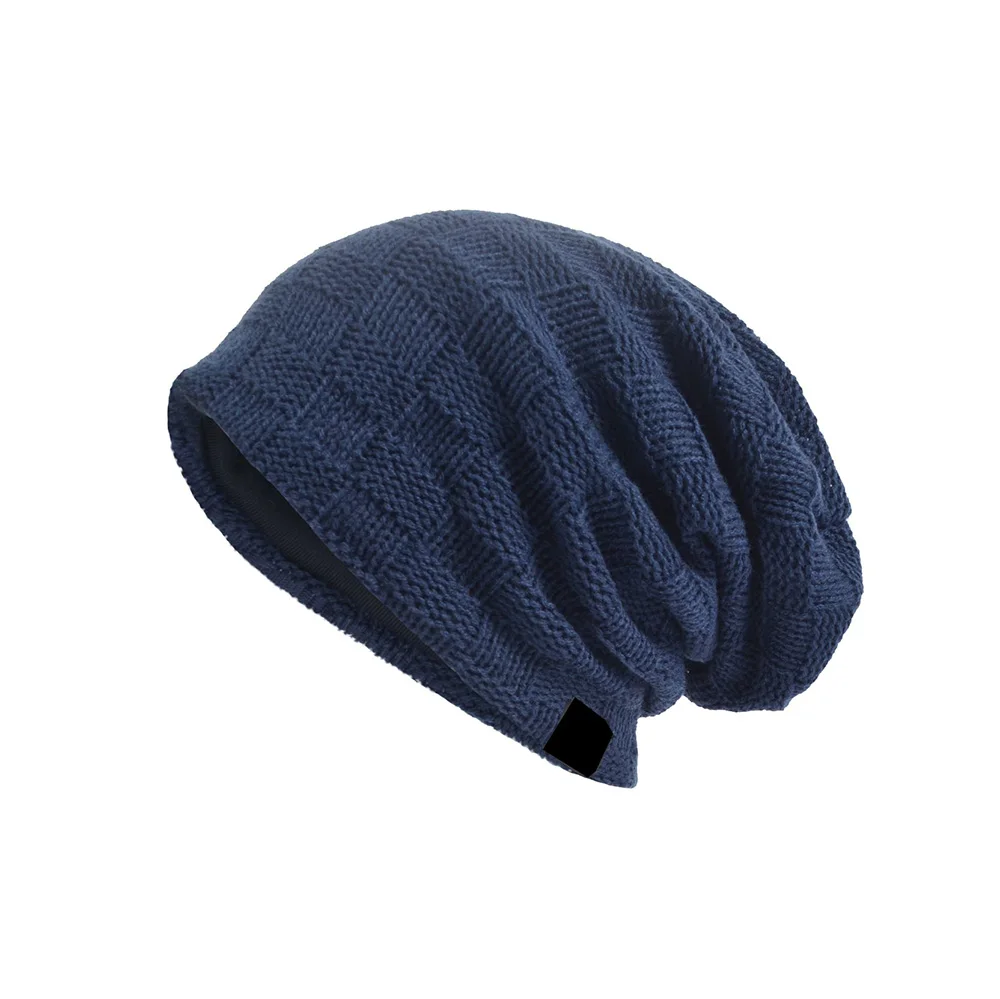 2023 New Arrival Winter Wear Acrylic Hot Sale Knitted Beanie Caps For Men Black Color Wool Made Caps