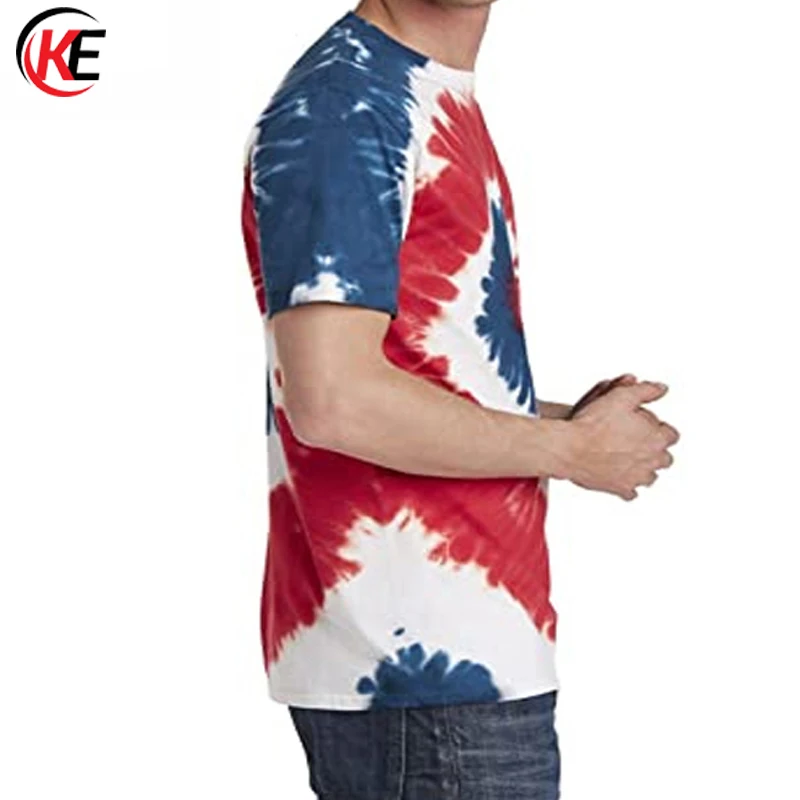 Multi Colors Tie Dye Printed Short Sleeve T Shirts Men Hip Hop Street Wear Fashionable T Shirts By KUMI ENTERPRISES