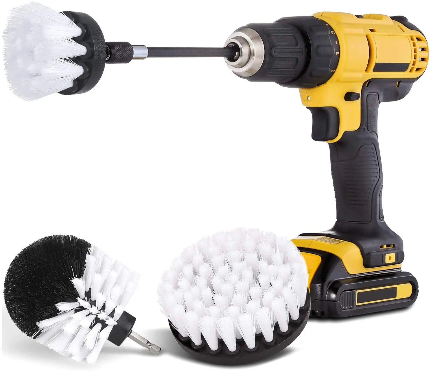 
White 4pcs Drill Brush Power Scrubber Attachment 