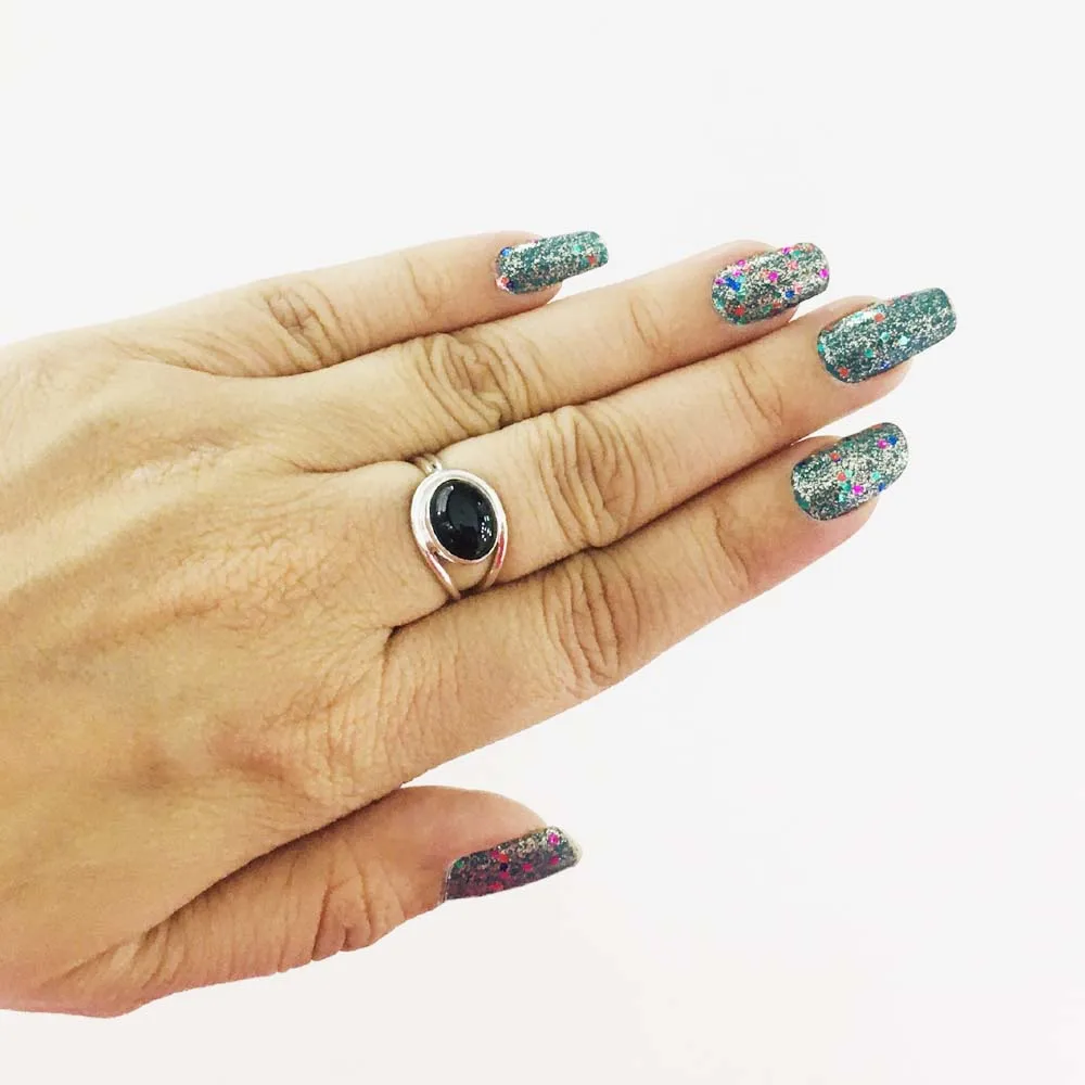 Hot Selling Natural Black Onyx Gemstone Ring Real Pure 925 Sterling Silver Top Quality Wholesale Price Handmade Unisex Cute Ring