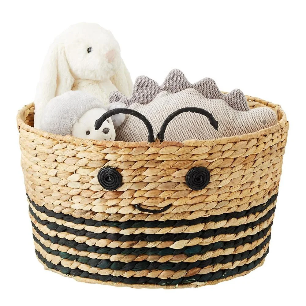 High-quality best-seller Water Hyacinth laundry baskets storage basket Bee shape for home and baby handmade from Vietnam
