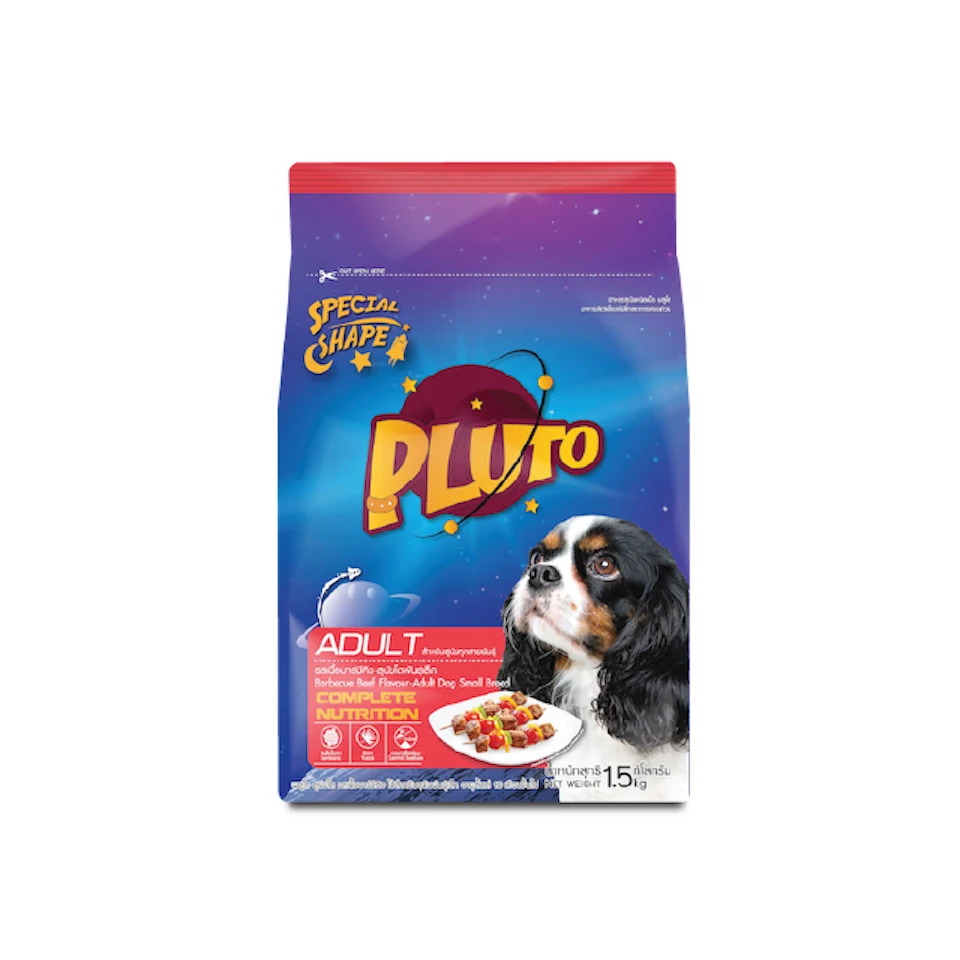 
 Pluto, сухой корм для собак, барбекю, говядина со вкусом-взрослые собаки естественного цвета 1,5 кг x 6 мешков  