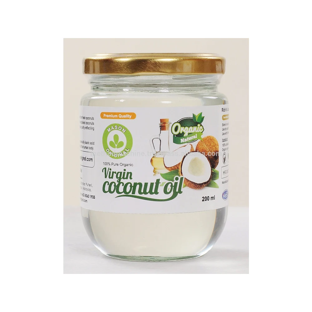 Malaysia Low Price Supplier Mason 100% Pure Original Extracted Virgin Coconut Oil 200ml