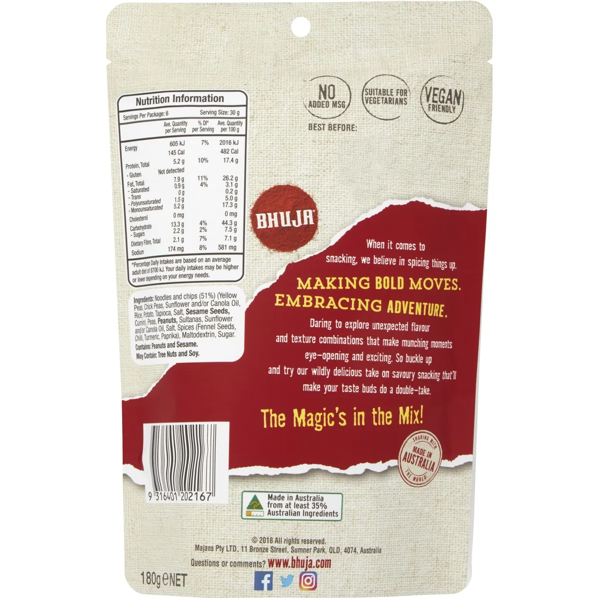 
Australian Premium Vegan Original bhuja spice Peanut Mix 