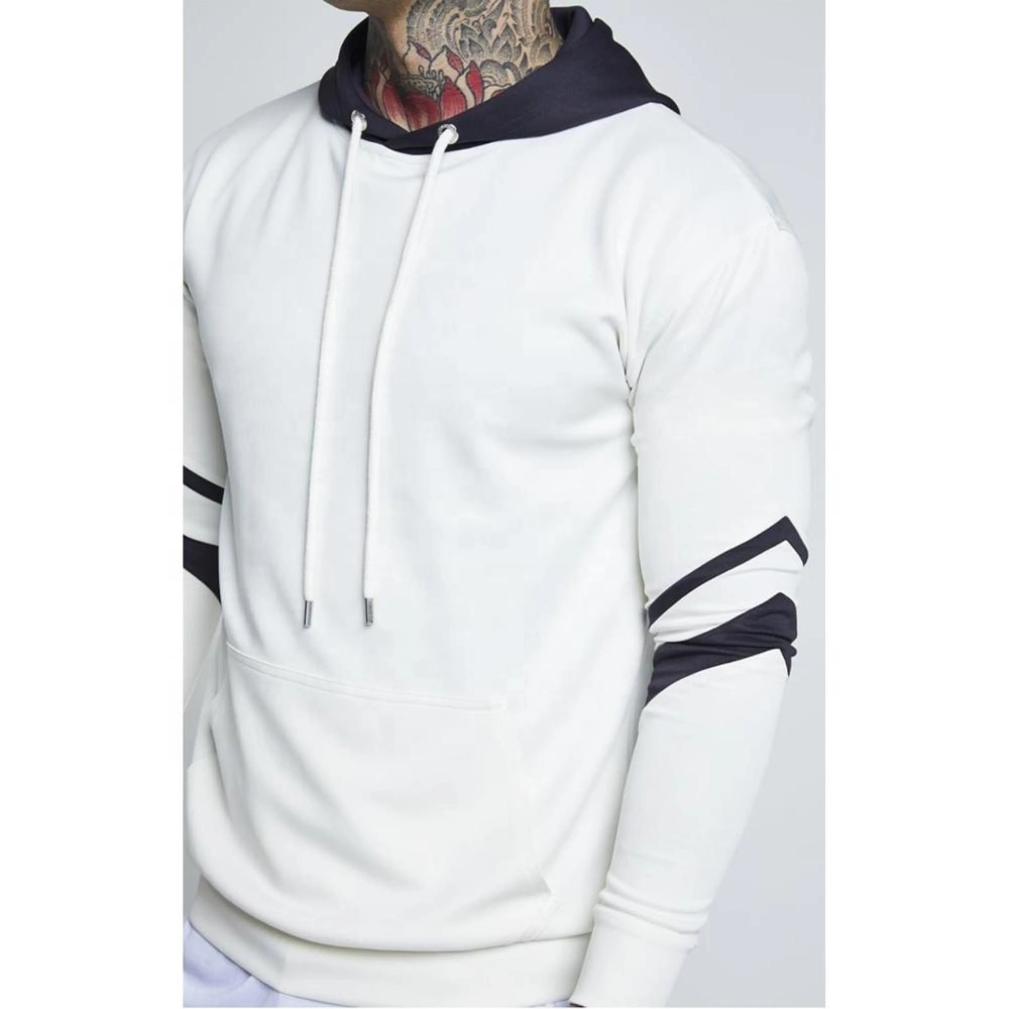 
White Sweatshirt with printed hood new latest design 100%Cotton fleece lining hoodies for men custom best quality in cheap price 