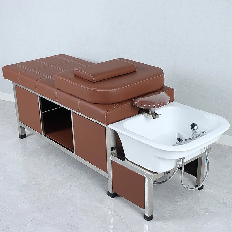 High Quality Beauty Salon Furniture with Bowl Sink Backwash Bathroom Hairdressing Hair Wash Massage Bed Shampoo Chair