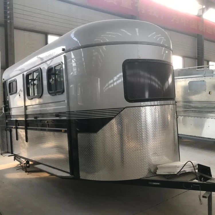 2 horse angle load deluxe float camper tent trailer