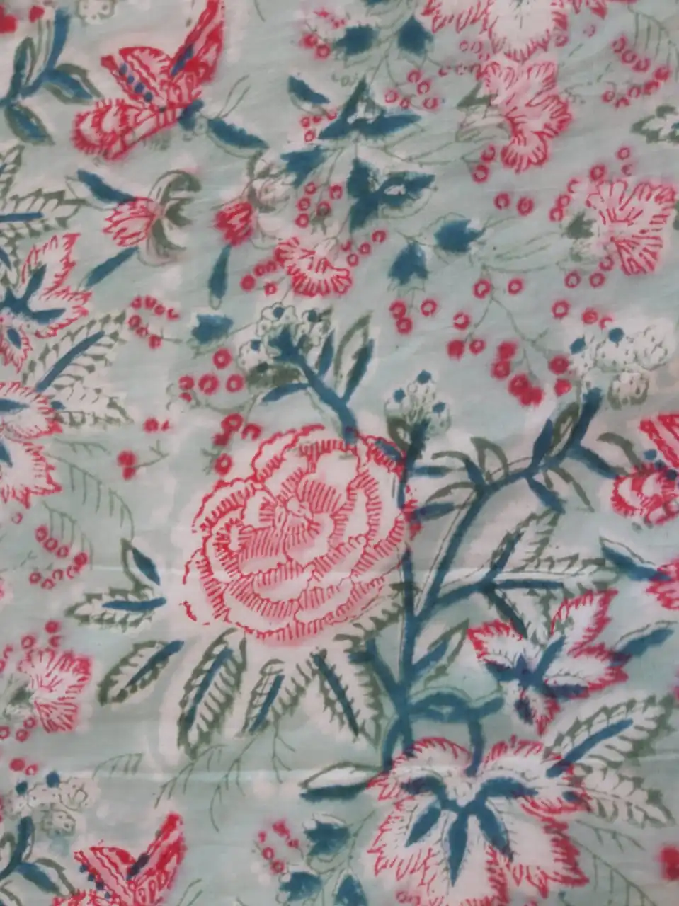 Hand Block Printed Breathable Cotton Fabric Queen Quilt With Two Pillow Cover, Floral Printed Quilt, Blanket, Dohar