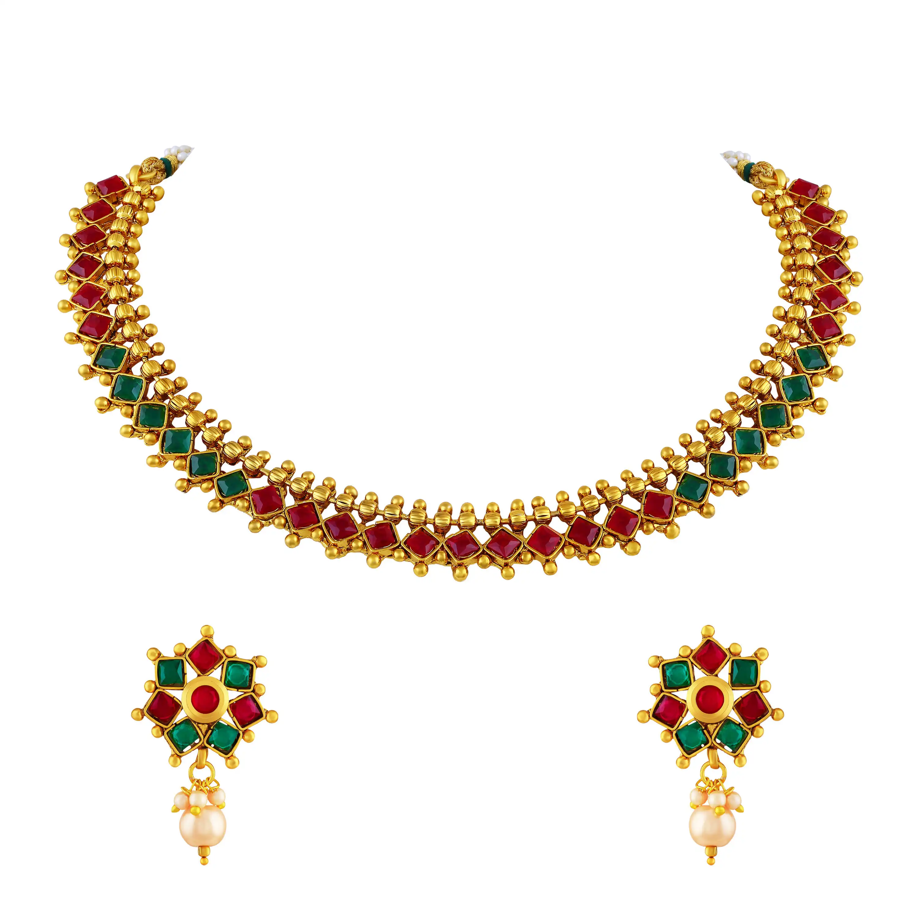 Laxmi Coin Traditional Gold Plated Choker Style  Jewellery Necklace Set For Women