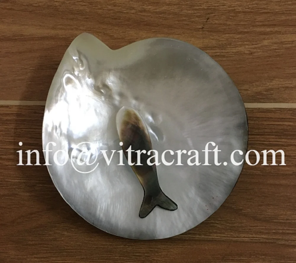 Set of BLACK  Mother Of Pearl Serving Caviar of Plate and Fish Spoon A33 Safe to use