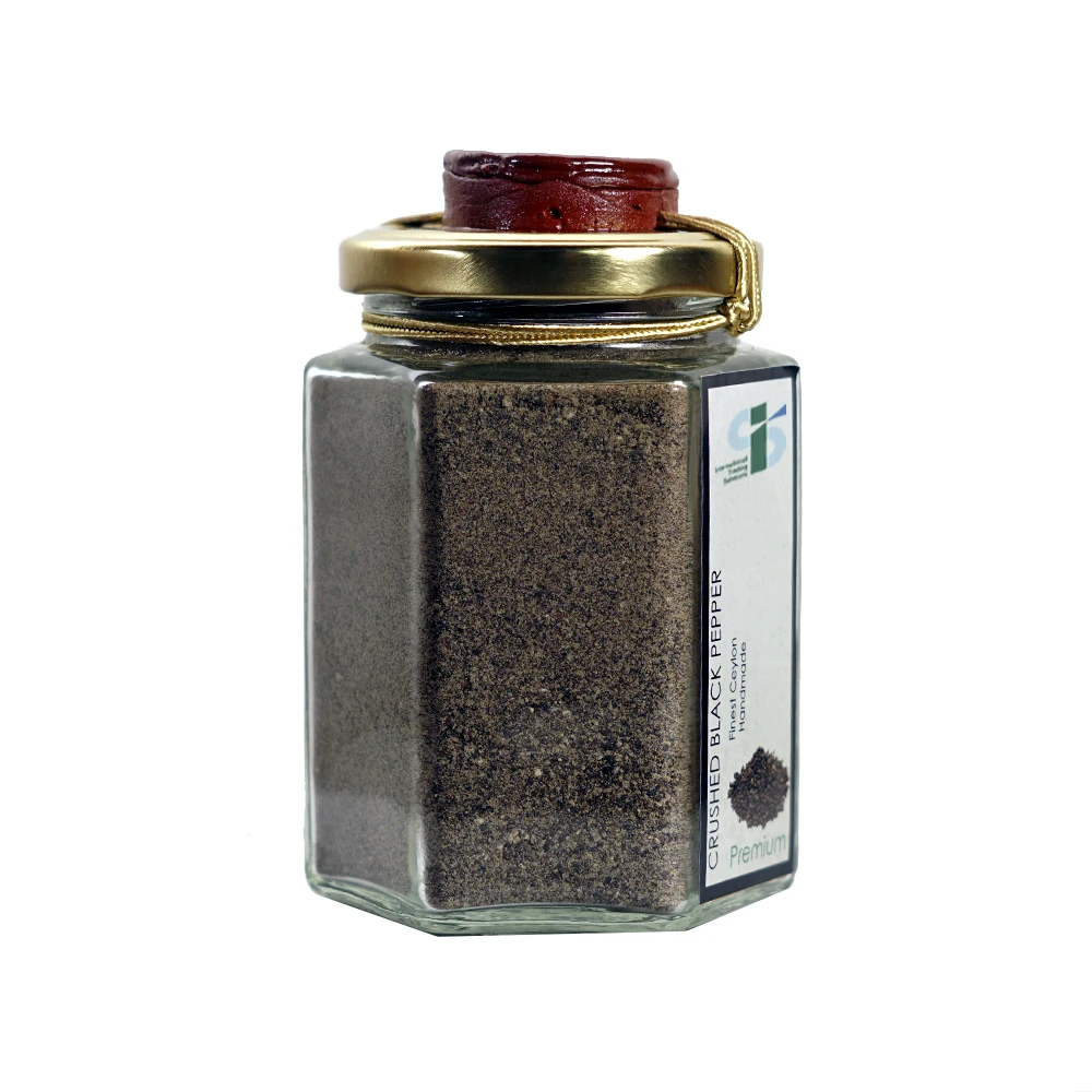 High Quality Wholesale One Year Warranty Glass Jar Premium Crushed Black Pepper Origin From Sri Lanka