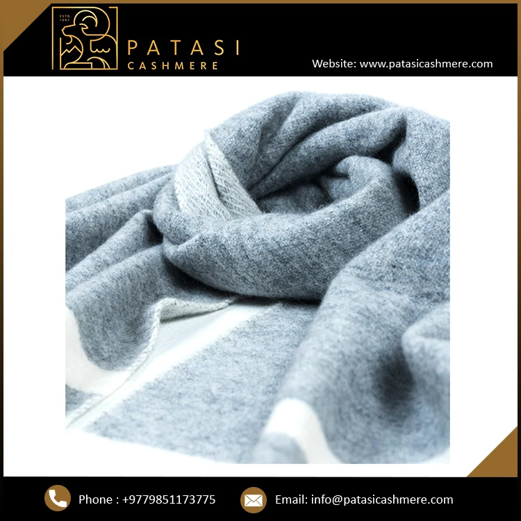 Winter Wear Women Scarves Thick Felted Cashmere Scarf With Stripe Pattern Ready To Ship