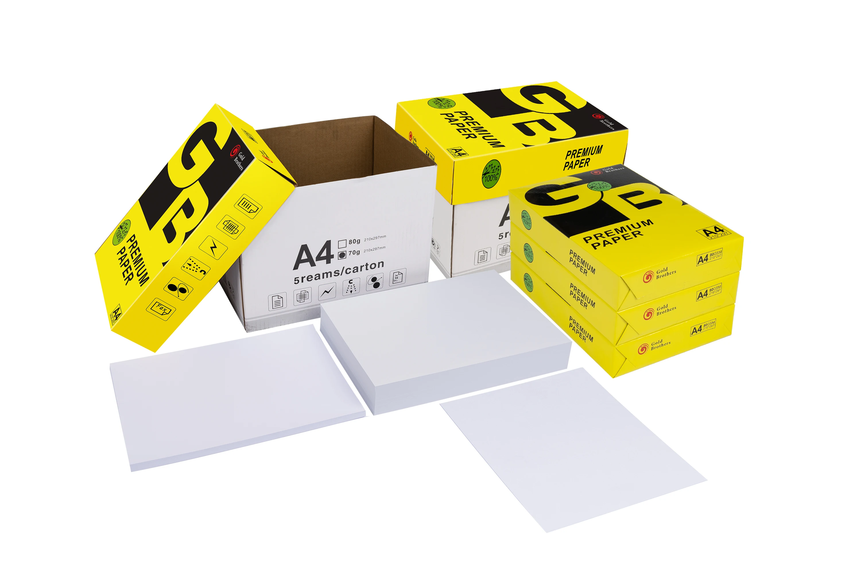 
In Stock 100% Wood Pulp OEM 70GSM 80GSM A4 Paper Copier Copypaper 500 Sheets/Ream - 5 Reams/Box A4 Copy Paper 