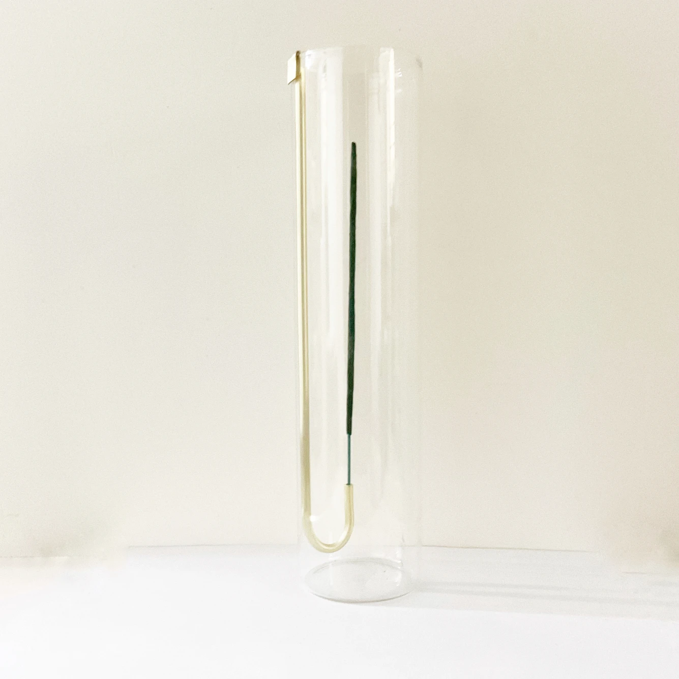 NIEN Incense holder Burner Tall long Glass ash collector catcher Borosilicate heat resistant OEM handmade brass tube minimal