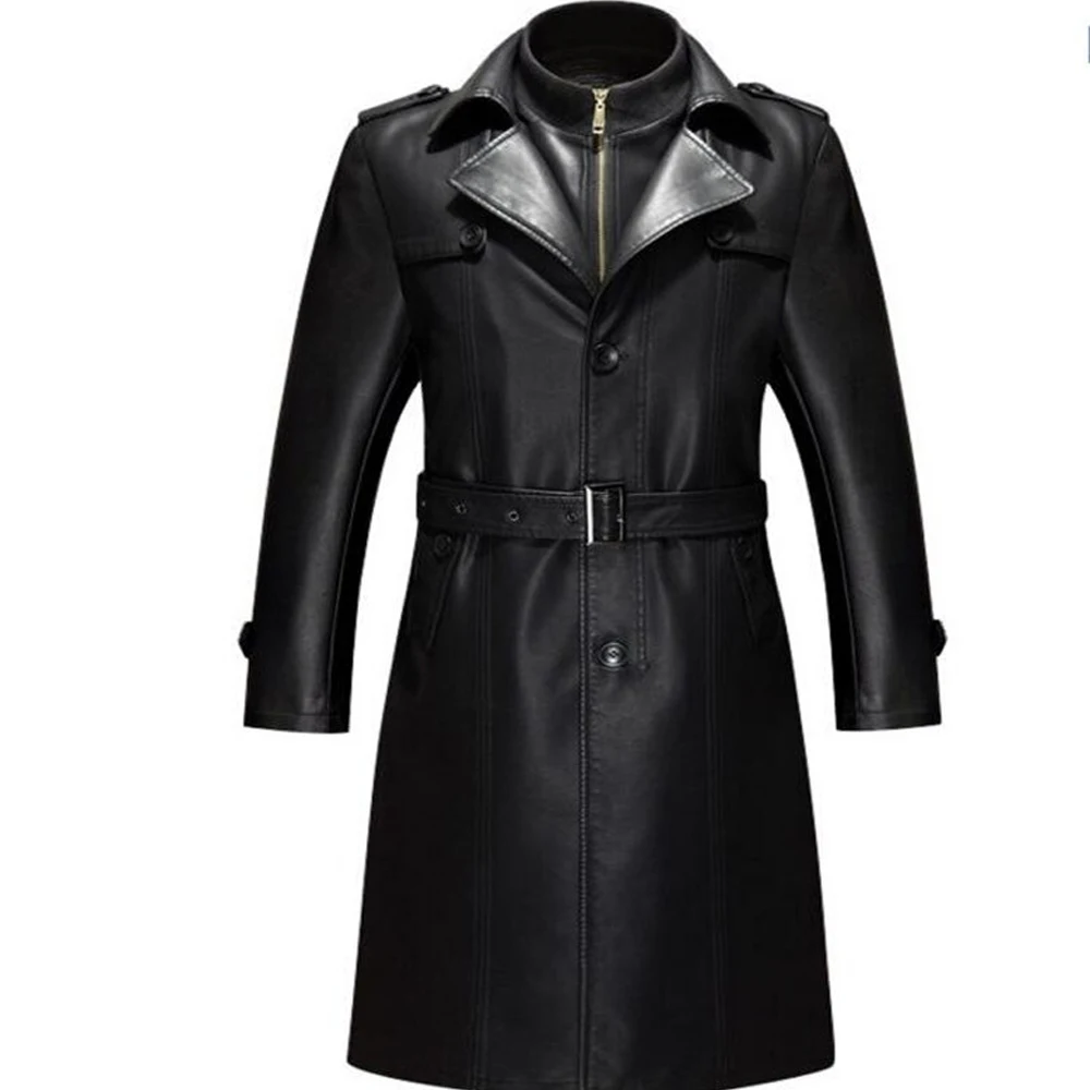 Autumn Retro Jacket Windbreaker Leather Waterproof Trench Long Fur Coat