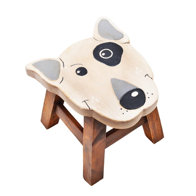 Высококачественный детский деревянный резная табуретка B215 239, деревянный детский резная табуретка Bull Terrier