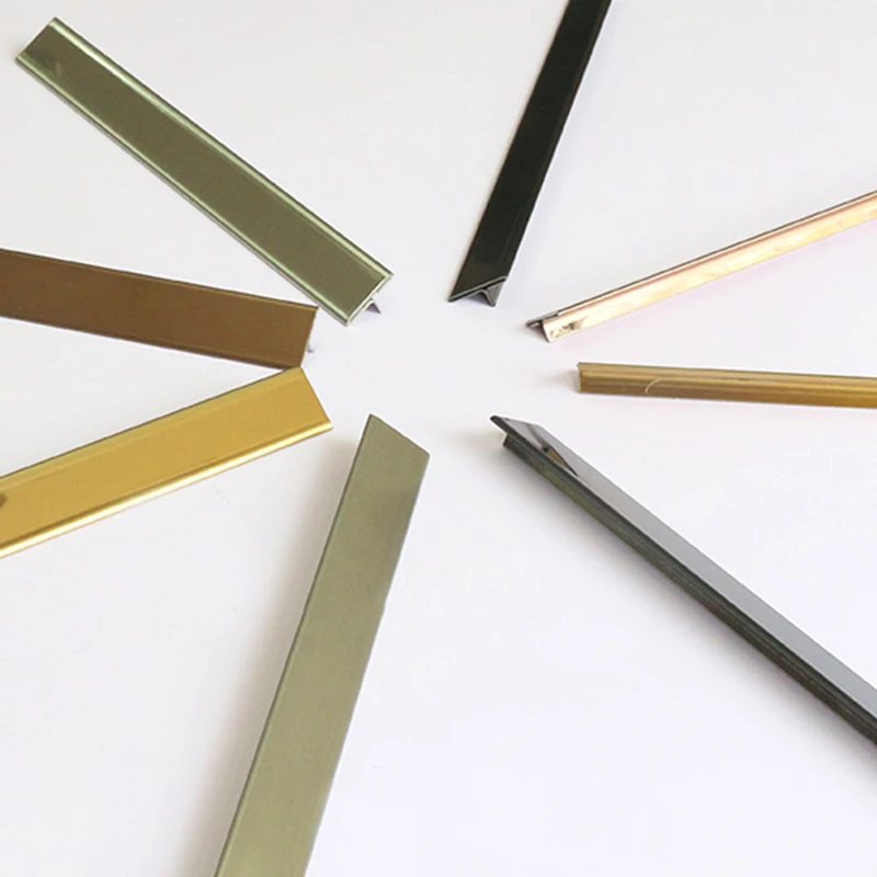 Brass Metal Strip 12.5mm 15mm  25mm OEM Logo Customized brushed  Marble Edge Trim  T Shape Stainless Steel Tile Trim