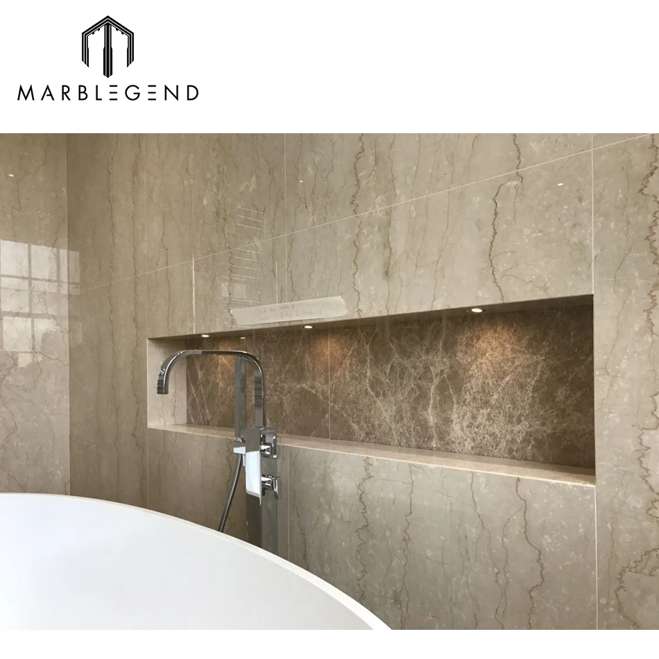 2cm thick high polished big slab Italian botticino beige classico marble