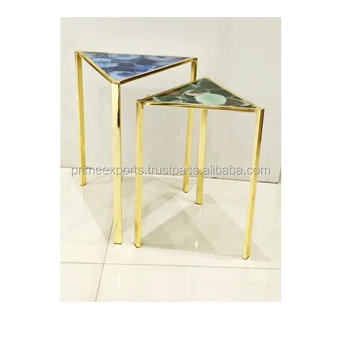 Living Room Modern Nesting Metal Coffee Side Table With Glass Top for home hotels and restaurants decor