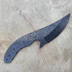 Damascus hunting knife handmade blank blade with leather sheath tactical camping saw blade full tang