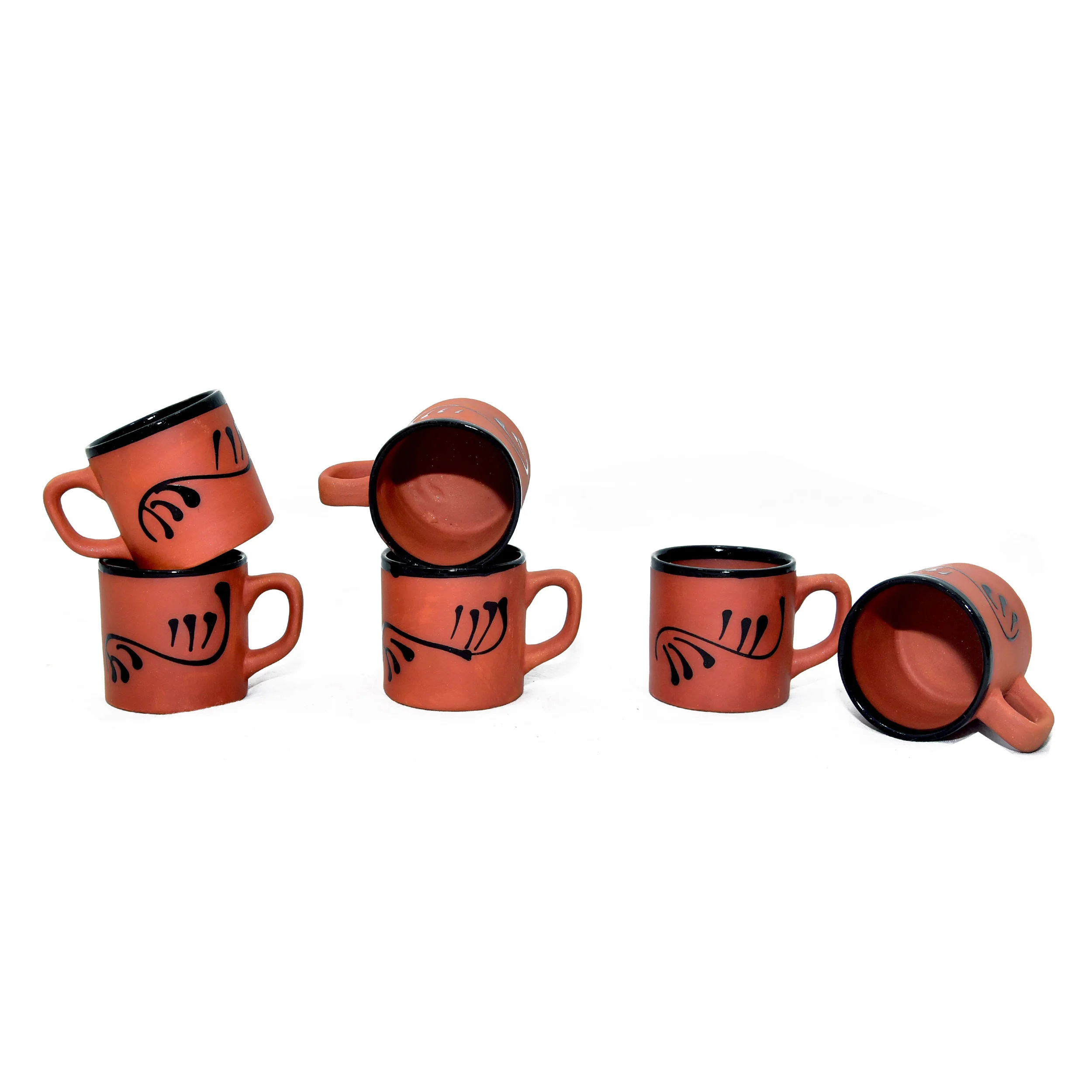 indian clay bed tea set 2 cups  terracotta clay glazed organic tea cup tray set wholesale quality terracotta tea set