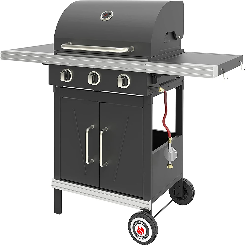 High Quality Stainless Steel Burner Gas Grill with Cabinets Wheels Household Commercial Outdoor Family