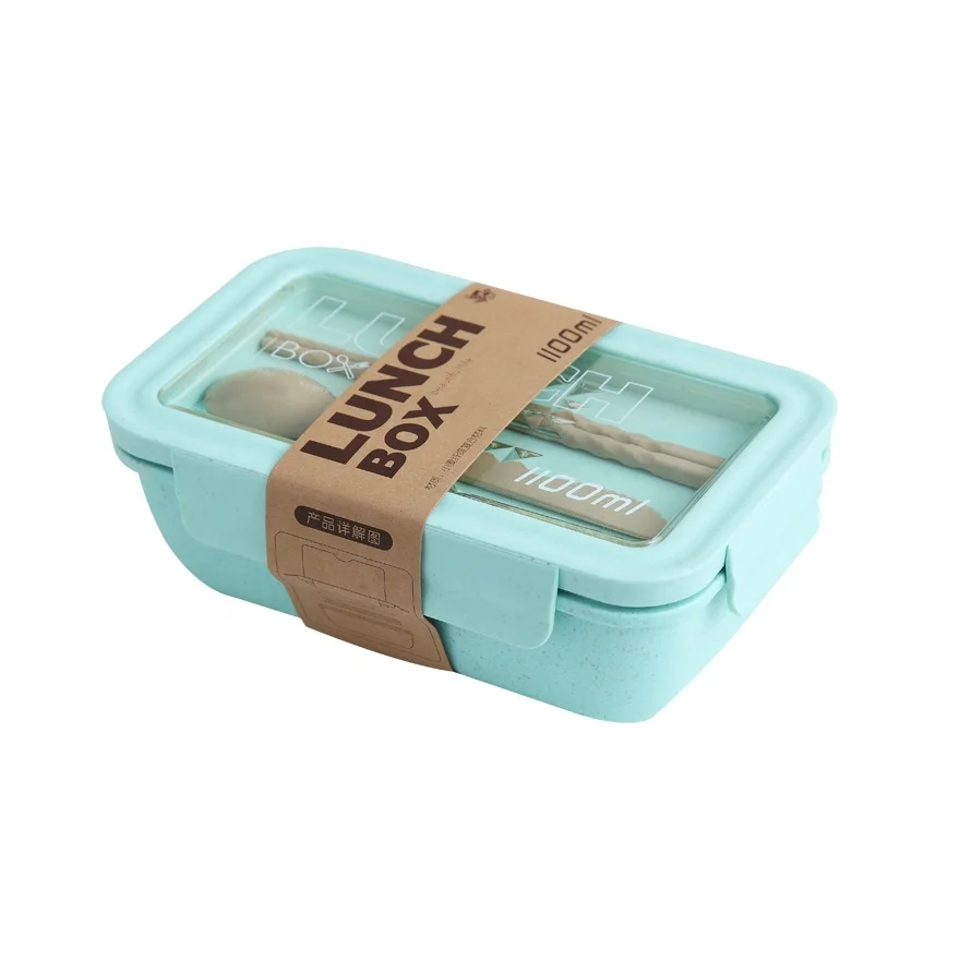 Durable  Various Travel Custom Lunch Box With  compartment Bento Lunch Box Wheat Straw Box