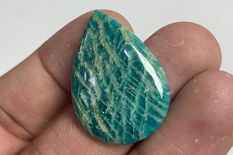 Natural Amazonite Pear Shape Genuine Loose Cabochon Gemstone for Jewelry Making All Size Available Wholesale Supplier Birthstone