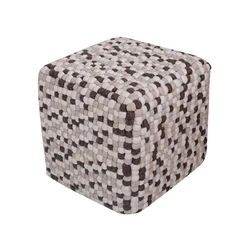 Square Shape Polystyrene Balls Filling Hand Made Pure Cotton Felted Poufs