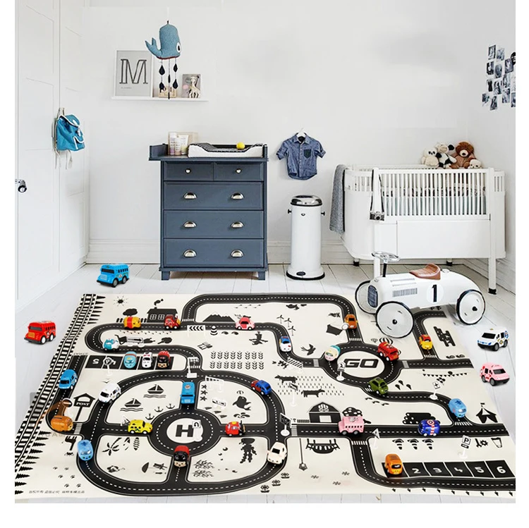 130*100 см портативный автомобиль городская сцена дорожное шоссе карта игровой коврик Обучающие игрушки для детей игровой дорожный ковер автомобильные аксессуары