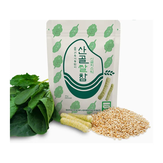
Korean Baby Organic Snacks_EcoMom Mountain Village Baby Food_Sangol Rice Stick-Spinach 