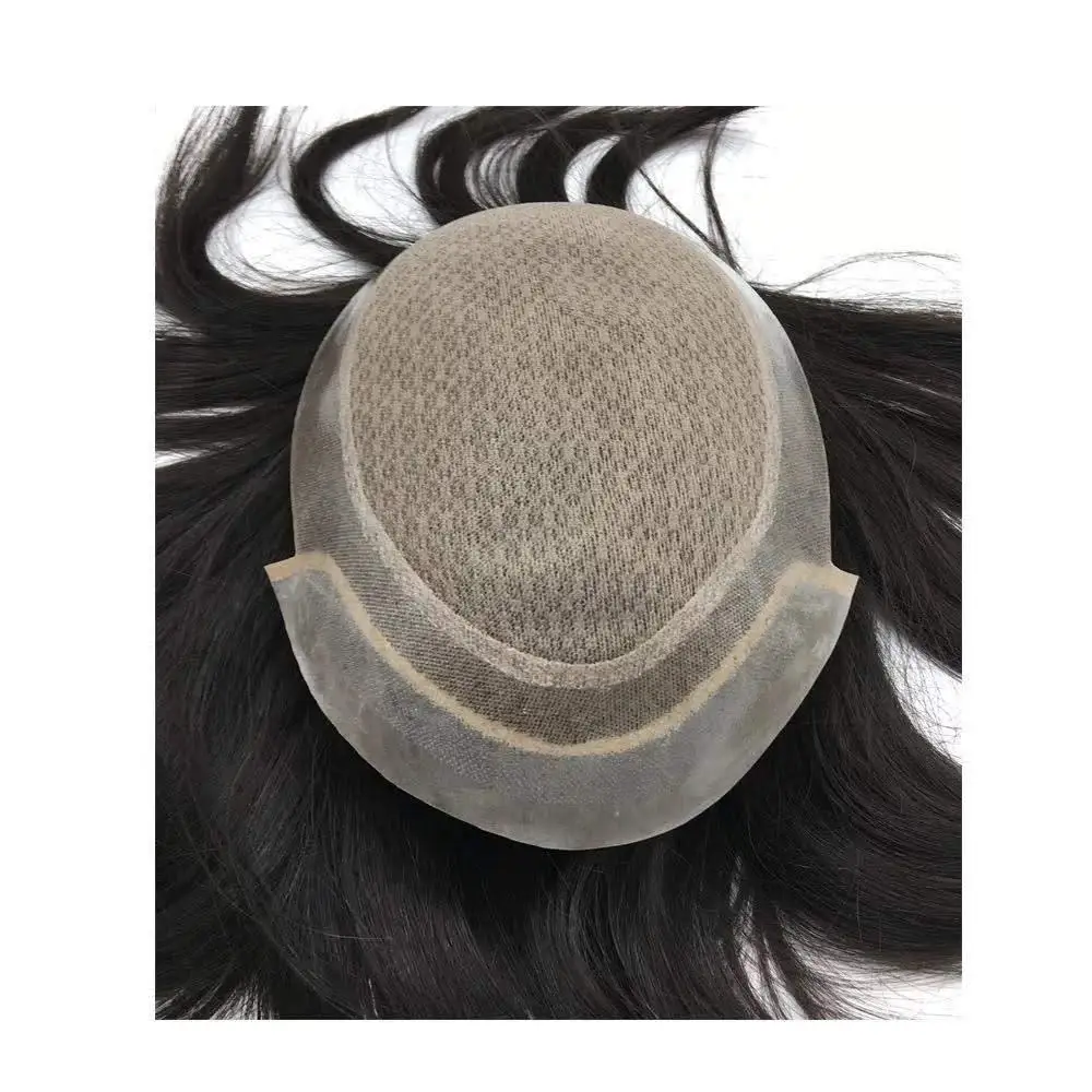 Best price high quality men toupee fine mono human hair replacement system glue wigs for men