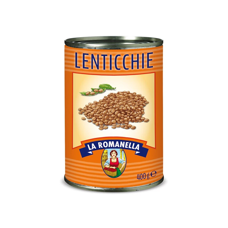 High Quality Made In Italy La Romanella Lentils in easy-open cans 24x400g Steamed Processing For Export