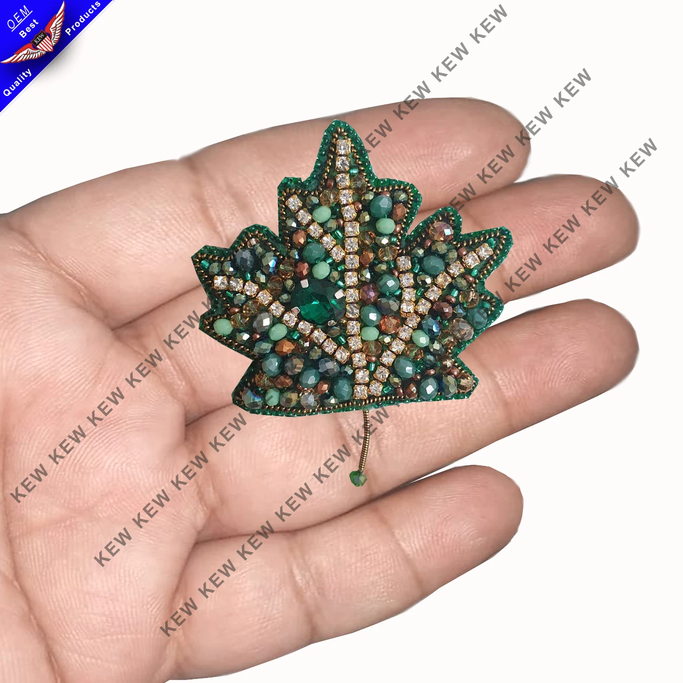 Beaded brooch,leaf design accessory beaded embroidery handmade unique mother gift brooches handmade party wedding USA UK Europe