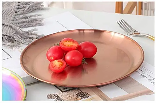 Indian factory round wedding food plate stainless steel rose gold charger plate cheap price