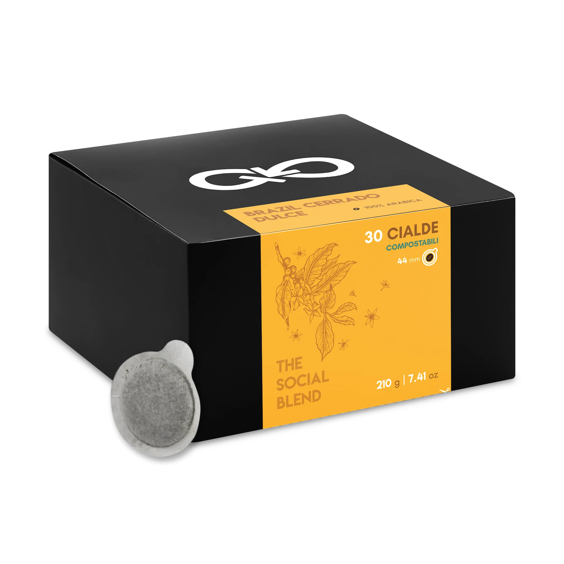 
High Quality Coffee MADE IN ITALY 100% Ethics & Sustainable - BRAZIL 100% Arabica - Box Cialde 44mm 30 pz 